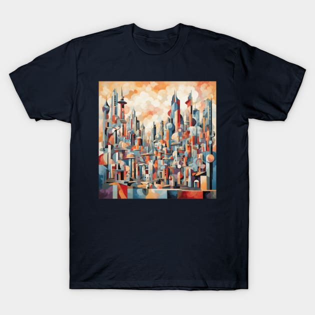 Cubist Cityscape Harmony T-Shirt by Jasmine